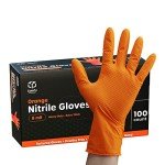 Heavy-Duty Orange Nitrile Gloves - 100 Count