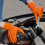 Heavy-Duty Orange Nitrile Gloves - 100 Count