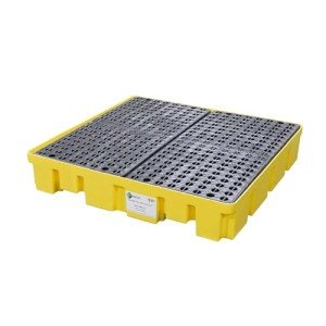 Yellow Poly Spill Pallet for 4 Drums, 66-Gallon