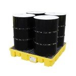 Yellow Poly Spill Pallet for 4 Drums, 66-Gallon