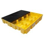Yellow Poly Spill Pallet for 4 Drums, 66-Gallon