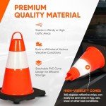 Pyle 12" Heavy-Duty Traffic Cones - 6-Pack