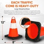 Pyle 12" Heavy-Duty Traffic Cones - 6-Pack