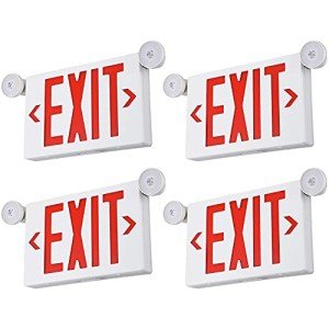 Red LED Emergency Exit Sign with Lights – 4 Pack
