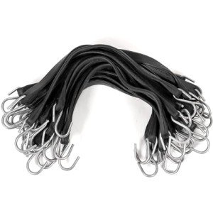 21" Rubber Bungee Cords with S-Hooks (50 Pack)