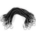21" Rubber Bungee Cords with S-Hooks (50 Pack)