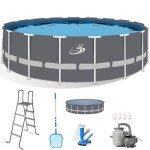 BlueBay 18ft Round Metal Frame Pool Set