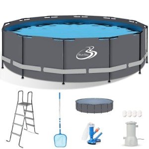 BlueBay 15ft Round Metal Frame Pool Set
