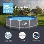 15ft Round Above Ground Pool Set with Accessories