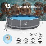 15ft Round Above Ground Pool Set with Accessories