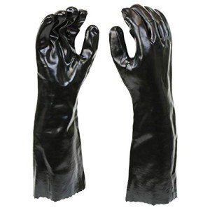 Chemical Resistant PVC Work Gloves - Large, Black
