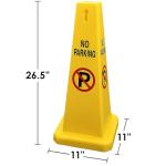 Yellow No Parking Sign with Four-Sided Traffic Cone