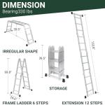 12.5ft Aluminum Multi-Purpose Folding Step Ladder