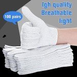Cotton Glove Liners - 100 Pairs for Safety