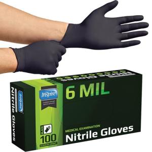 Inspire Black Nitrile Gloves, 100 Count, Size L
