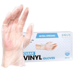 Clear Vinyl Gloves, Powder-Free, 100-Count