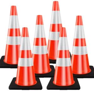 28" Traffic Cones Set with Reflective Collars