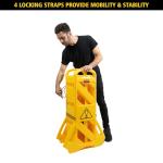 Mobile Safety Sign/Barrier, 13ft Yellow Plastic