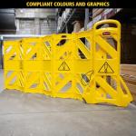 Mobile Safety Sign/Barrier, 13ft Yellow Plastic