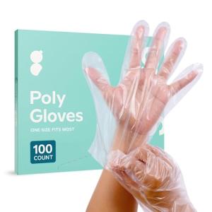 100 Count Disposable Poly Gloves – Latex Free
