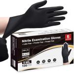 Black Nitrile Exam Gloves, Large, Box of 100