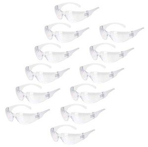 BISON LIFE Clear Polycarbonate Safety Glasses, 12 Pack