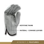 12 Pairs Heavy Duty Cowhide Leather Work Gloves