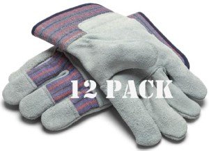 Greendale Leather & Cotton Work Gloves - 3, 6, 12 Pack