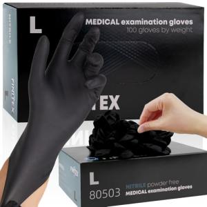 Black Nitrile Disposable Gloves, 5mil, 100 pcs