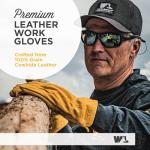 Men's Cowhide Leather Work Gloves with Patch