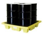 Yellow Poly Spill Pallet for 4 Drums, 66-Gallon