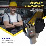 Heavy Duty Cut Resistant Work Gloves - 3 Pairs