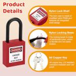 MroMax Keyed Alike Lockout Tagout Padlocks, 3-Pack