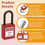 MroMax Keyed Alike Lockout Tagout Padlocks, 3-Pack