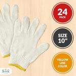Beige Knit String Gloves - 12 Pack