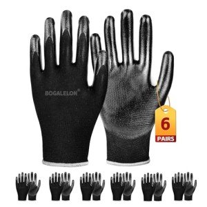 Nitrile Coated Safety Work Gloves - 6 Pairs