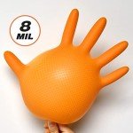 Heavy Duty Orange Nitrile Gloves with Grip