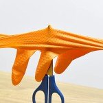 Heavy Duty Orange Nitrile Gloves with Grip