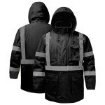 High Visibility Waterproof Safety Jacket with Hood