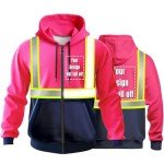Custom High-Visibility Safety Hoodie Jacket - Pink