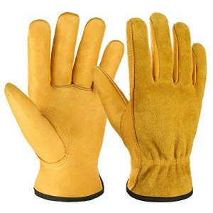 OZERO Flex Grip Cowhide Work Gloves - Large