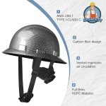 Carbon Fiber Hard Hat with Adjustable Ratchet Suspension