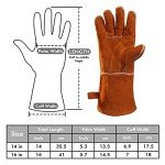 QeeLink Heat Resistant Welding Gloves - 14-inch Brown