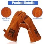 QeeLink Heat Resistant Welding Gloves - 14-inch Brown
