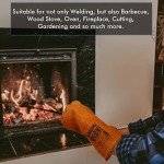 QeeLink Heat Resistant Welding Gloves - 14-inch Brown