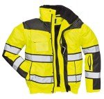 Men's High Visibility Safety Bomber Jacket - Yellow/Black