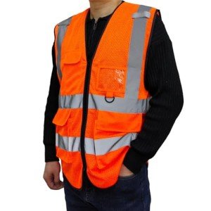 High Visibility Safety Vest with Pockets - Orange