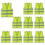 10 Pack Kids Reflective Safety Vests - Neon Green
