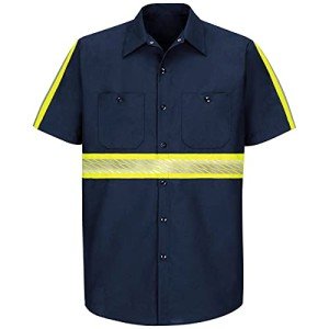 Men's Hi-Vis Short Sleeve Work Shirt - Navy