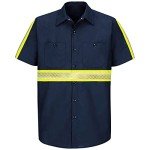 Men's Hi-Vis Short Sleeve Work Shirt - Navy